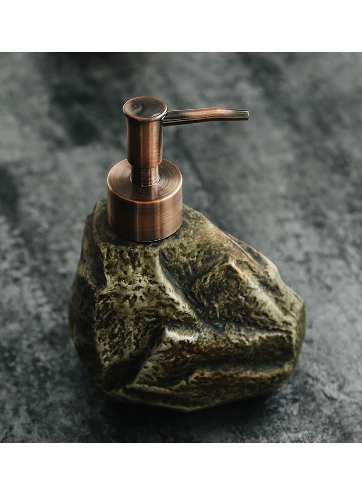 JiFENG Soap Dispenser Ceramic Stone 350ml Shampoo/Lotion/Body Wash Liquid Container with Pump Bathroom Countertop Organizer (Stone Lotion Bottle B) - Image 2
