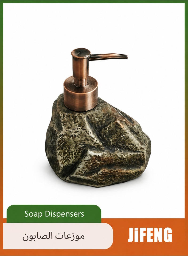 JiFENG Soap Dispenser Ceramic Stone 350ml Shampoo/Lotion/Body Wash Liquid Container with Pump Bathroom Countertop Organizer (Stone Lotion Bottle B) - Image 1