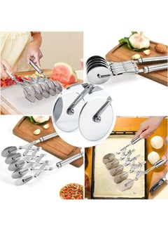Generic 5 Wheel Pastry Cutter Stainless Pizza Slicer Multi-Round Dough Cutter Roller Cookie Pastry Knife Divider with Handle  - Image 5