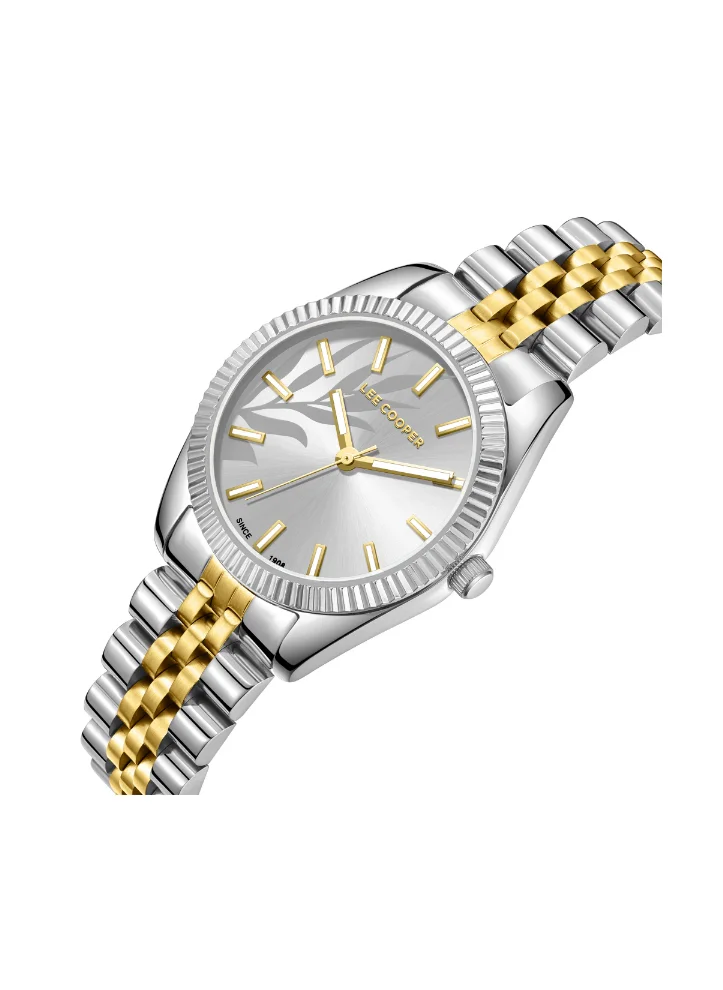 Lee Cooper LEE COOPER LC08102.230 Women's Analog Display Watch & Metal Strap Silver/Gold