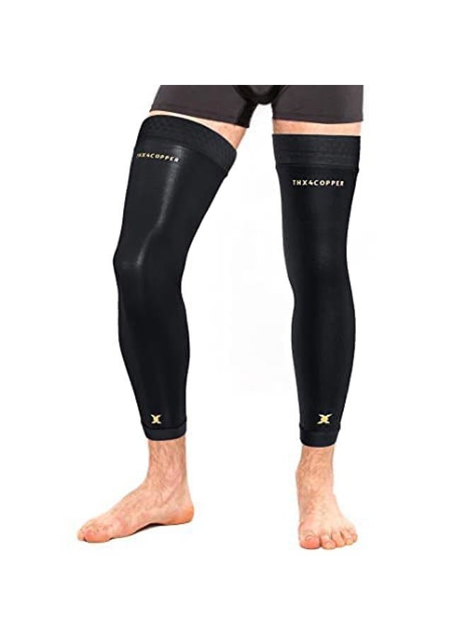 Thx4COPPER Full Leg Compression Sleeves, Anti Slip Long Leg Knee Stabilizer Brace, Knee Thigh Calf Support for Running Basketball Cycling Football, Leg Protection Knee Pain Relief Arthritis - Image 2
