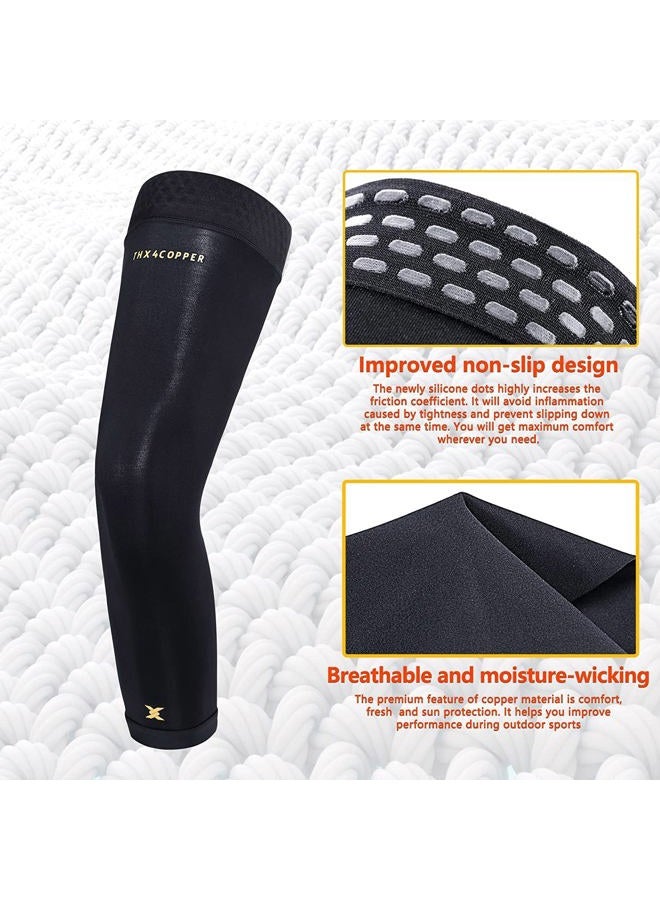 Thx4COPPER Full Leg Compression Sleeves, Anti Slip Long Leg Knee Stabilizer Brace, Knee Thigh Calf Support for Running Basketball Cycling Football, Leg Protection Knee Pain Relief Arthritis - Image 4