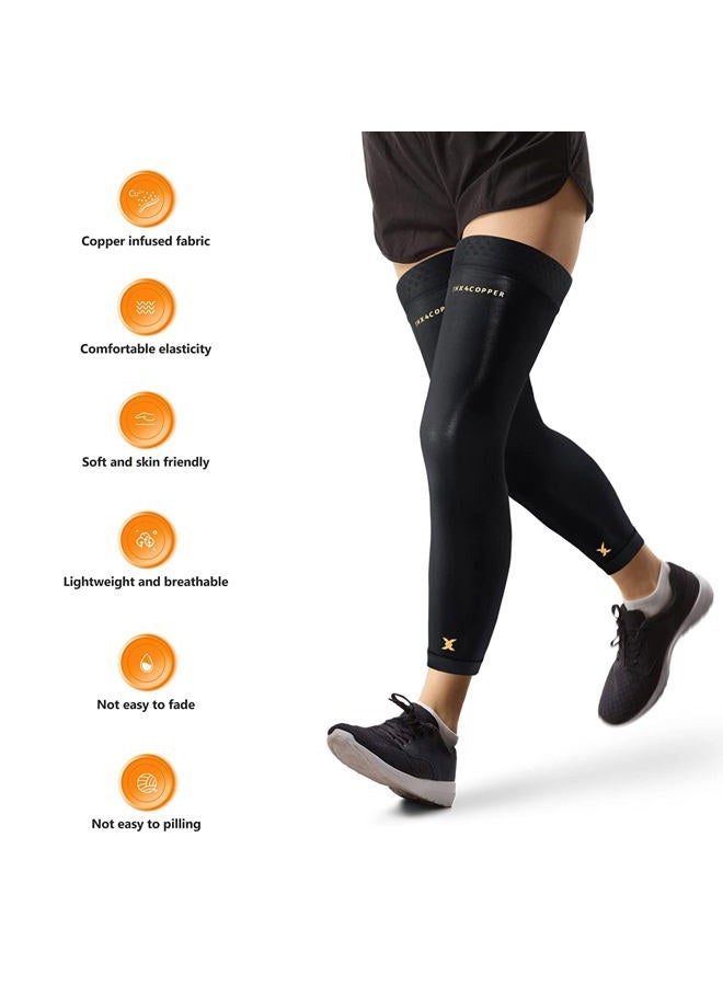 Thx4COPPER Full Leg Compression Sleeves, Anti Slip Long Leg Knee Stabilizer Brace, Knee Thigh Calf Support for Running Basketball Cycling Football, Leg Protection Knee Pain Relief Arthritis - Image 5