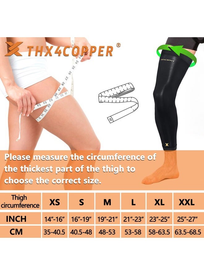 Thx4COPPER Full Leg Compression Sleeves, Anti Slip Long Leg Knee Stabilizer Brace, Knee Thigh Calf Support for Running Basketball Cycling Football, Leg Protection Knee Pain Relief Arthritis - Image 3