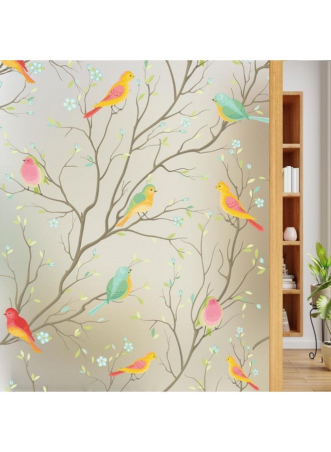 HOME13 Brids Frosted Window Film Anti UV Privacy Self Adhesive Window Glass Sticker for Home & Offie (16"x50" Inch, Birds Frosted) - Image 1
