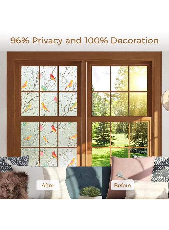 HOME13 Brids Frosted Window Film Anti UV Privacy Self Adhesive Window Glass Sticker for Home & Offie (16"x50" Inch, Birds Frosted) - Image 4