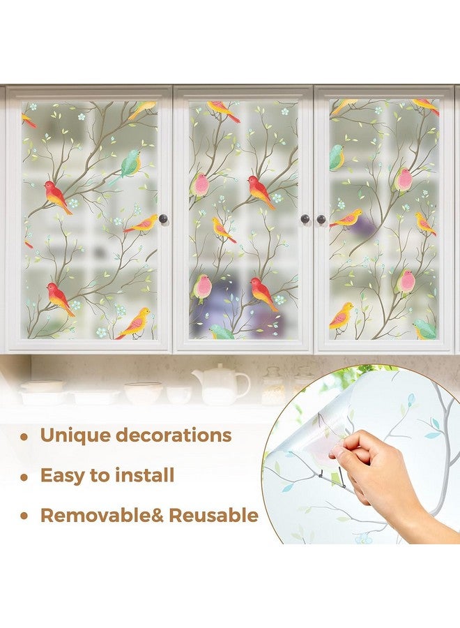 HOME13 Brids Frosted Window Film Anti UV Privacy Self Adhesive Window Glass Sticker for Home & Offie (16"x50" Inch, Birds Frosted) - Image 5