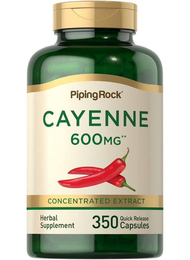 Piping Rock - Cayenne Pepper Capsules 600Mg  350 Count  Concentrated Extract Supplement  Nonngmo Gluten Free - Image 1