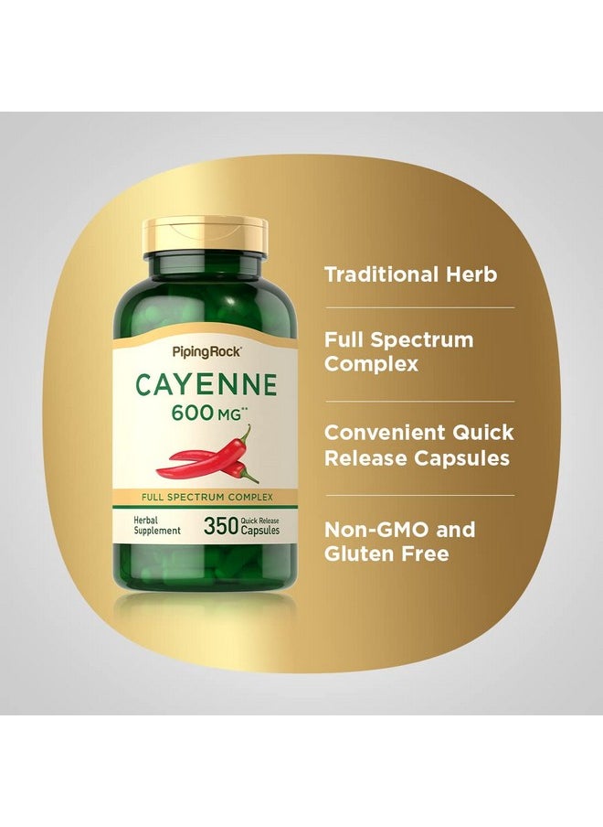 Piping Rock - Cayenne Pepper Capsules 600Mg  350 Count  Concentrated Extract Supplement  Nonngmo Gluten Free - Image 1