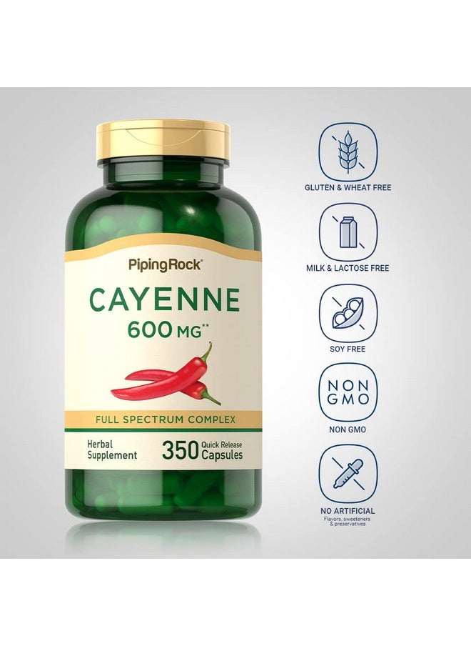 Piping Rock - Cayenne Pepper Capsules 600Mg  350 Count  Concentrated Extract Supplement  Nonngmo Gluten Free - Image 1