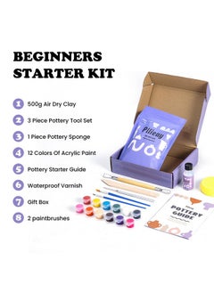 Pllieay Home Pottery Kit For Beginners Air Dry Clay Kit For Adults Pottery Painting Kit With Tools Vanish And Instruction Clay Kits For Adults Diy Clay Play Set  - Image 2