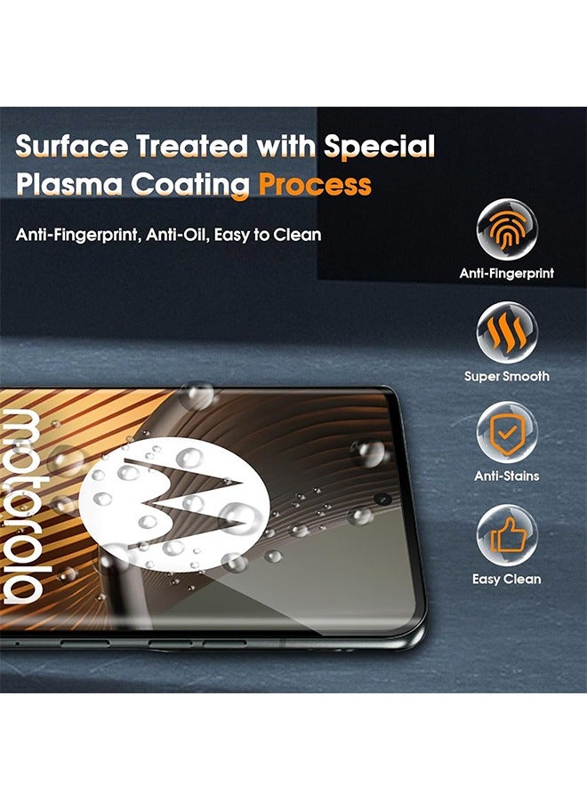 إكس ليفيل 3 قطع واقي شاشة لهاتف Motorola Edge 50 Ultra 5G مصنوع من زجاج مقوى، تغطية كاملة، صلابة عالية 9H، مضاد للخدش، مضاد لبصمات الأصابع، خالٍ من الفقاعات - Image 2