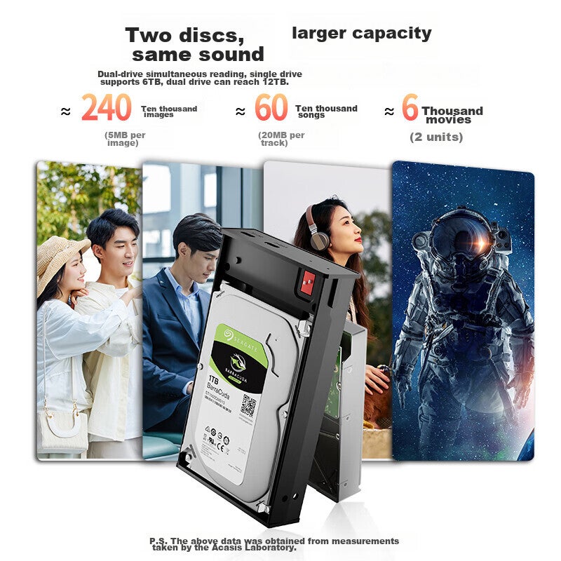JD Jing Zao حاوية مجموعة محمولة Acasis بحجم 2.5 بوصة، حاوية RAID مزدوجة للكمبيوتر المكتبي واللابتوب، حاوية قرص صلب ميكانيكي وحالة صلبة SATA، خزانة تخزين قرص خارجي EC-7252 - Image 4