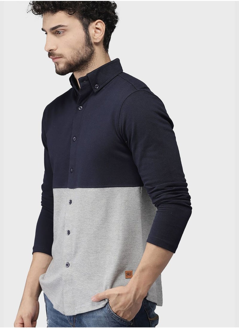 Campus Sutra Color Block Shirt  - Image 2