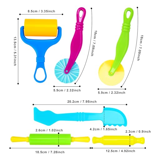 Wolwefa Clay Tools Clay and Dough Tools Set for Kid Craft Dough Accessories Kit with Roller Cutting SpatulaRolling Pin - Image 5