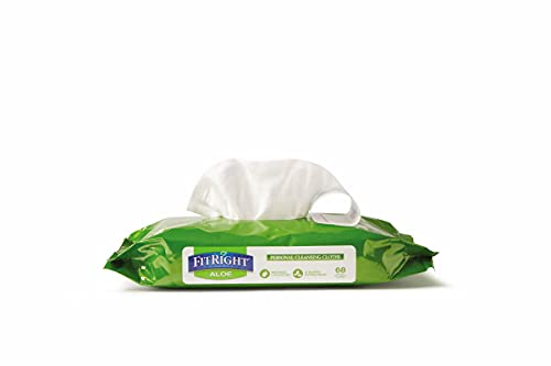 Medline FitRight Aloe Personal Cleansing Cloth Wipes, Scented, 8 x 10 inch Adult Large Incontinence Wipes, 68 count, pack of 12 - Image 3