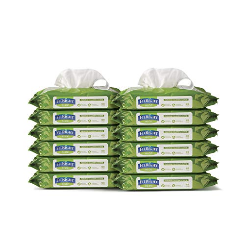 Medline FitRight Aloe Personal Cleansing Cloth Wipes, Scented, 8 x 10 inch Adult Large Incontinence Wipes, 68 count, pack of 12 - Image 2
