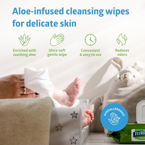 Medline FitRight Aloe Personal Cleansing Cloth Wipes, Scented, 8 x 10 inch Adult Large Incontinence Wipes, 68 count, pack of 12 - Image 5