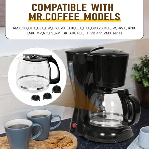 CHAR YONG 12 Cup Coffee Machine Glass Carafe Replacement for Mr. Coffee - With Heads Three Different Heights, Universal Carafe Coffee Maker Pot Accessory Easy Pour Spout and Comfortable Grip Handle,Black - Image 5