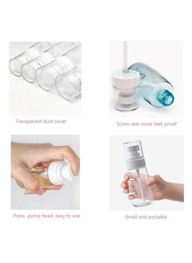 GBSTORE 2 Pcs 60 Ml Lotion Bottle Plastic Airless Pump Bottle, Refillable Travel Container Dispenser, For Shampoo, Conditioner, Lotion Face, Body Wash(White & Light Blue) - Image 2