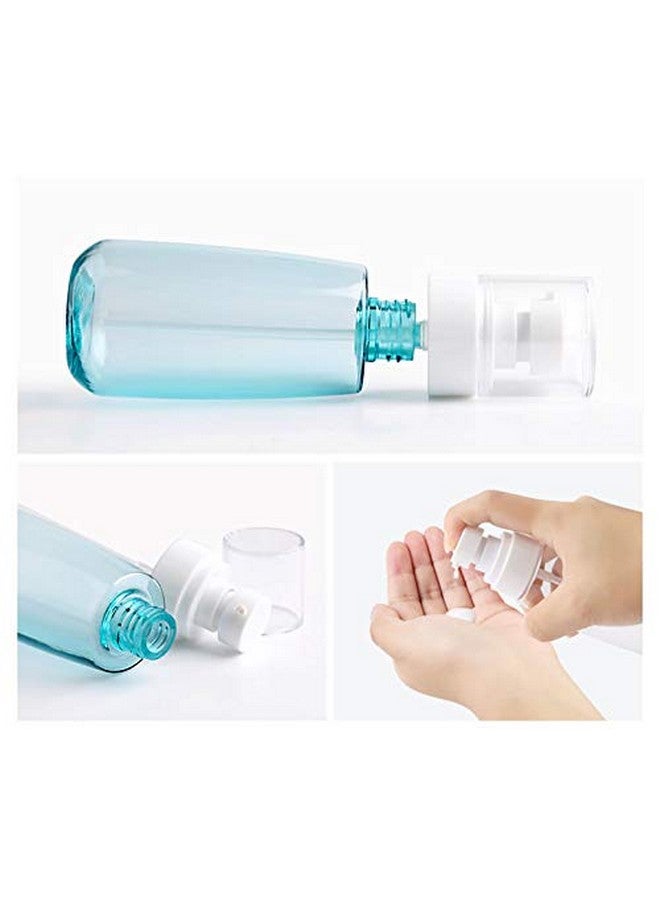 GBSTORE 2 Pcs 60 Ml Lotion Bottle Plastic Airless Pump Bottle, Refillable Travel Container Dispenser, For Shampoo, Conditioner, Lotion Face, Body Wash(White & Light Blue) - Image 4