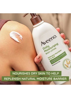 Aveeno Daily Moisturizing Body Lotion with Soothing Prebiotic Oat, Gentle Lotion Nourishes Dry Skin With Moisture, Paraben-, Dye- & Fragrance-Free, Non-Greasy & Non-Comedogenic, 18 fl. oz  - Image 2