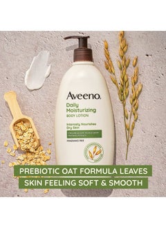 Aveeno Daily Moisturizing Body Lotion with Soothing Prebiotic Oat, Gentle Lotion Nourishes Dry Skin With Moisture, Paraben-, Dye- & Fragrance-Free, Non-Greasy & Non-Comedogenic, 18 fl. oz  - Image 4