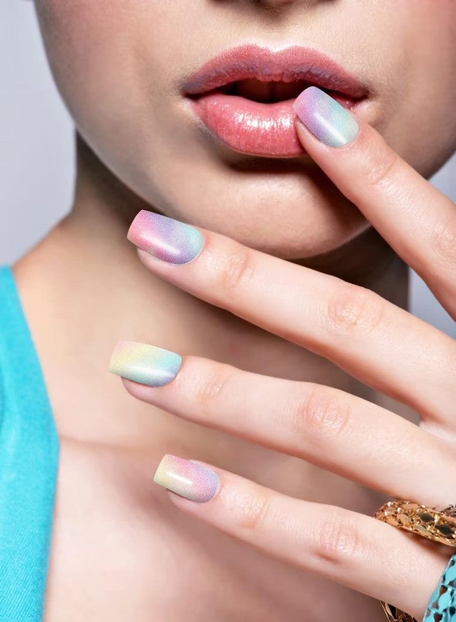TOROKOM Cured Gel Nail Strips 20PCS Rainbow Ombre Self-Adhesive Gel Nail Wraps Strips Long Lasting Summer Real Nail Polish Stickers with Cuticle Stick, Nail File-UV/LED Lamp Required… - Image 3