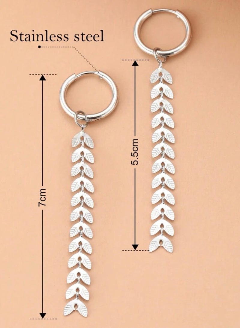 إيكوال حلق نسائي انيق مصنوع من الاستانلس ستيل باللون الفضي - Image 5