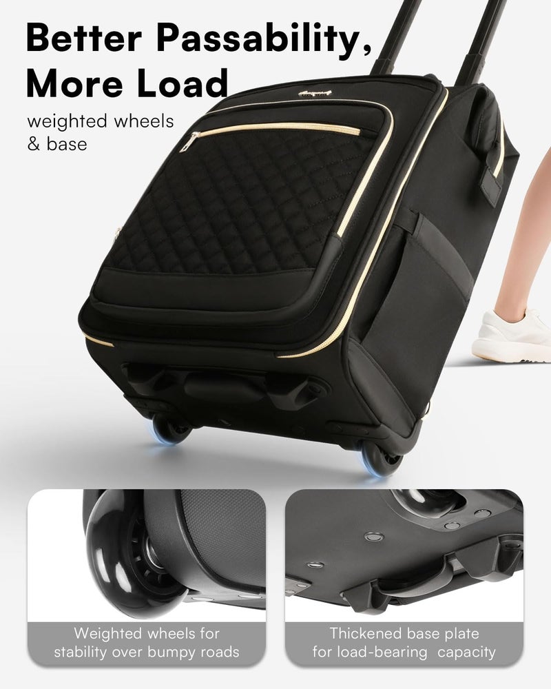 Arcoyard Rolling Backpack for Women, Travel Backpack with Wheels, Vertical Storage Wheeled Laptop Backpack, Overnight Underseat Carry on Luggage for College Business Work, Stylish Rolling Laptop Bag, Black - Image 5