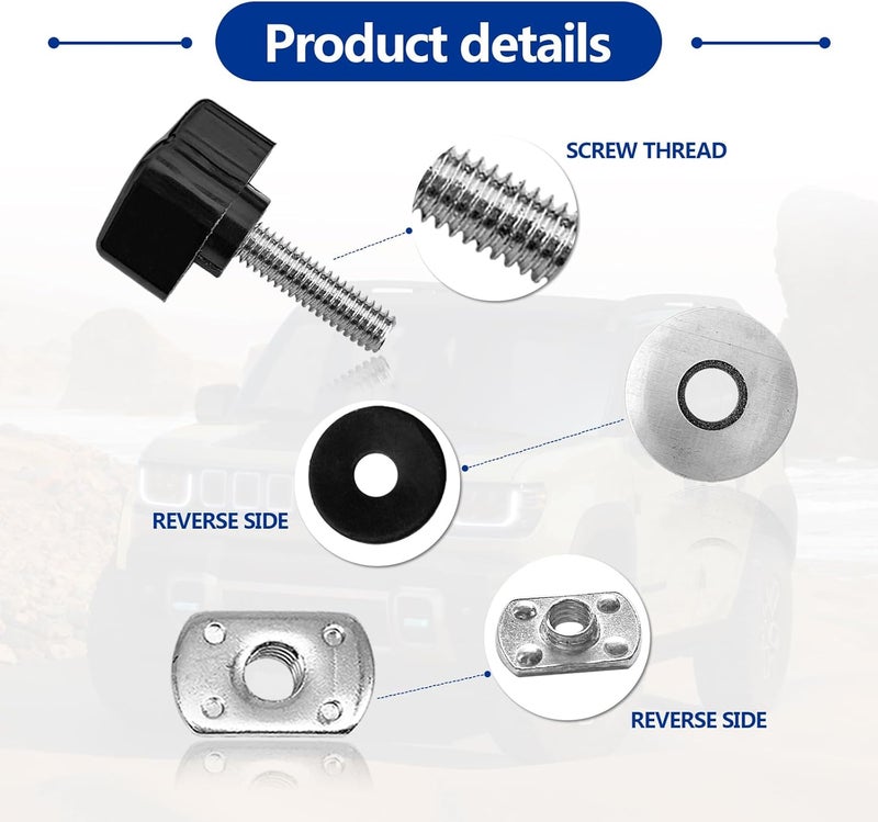 Vrasly 8 Pack Universal Hard Top Bolts for Jeep Wrangler - Image 3