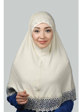 طقم التوبة من لافتين - حجاب جاهز وبونت حجاب XL - كريمي