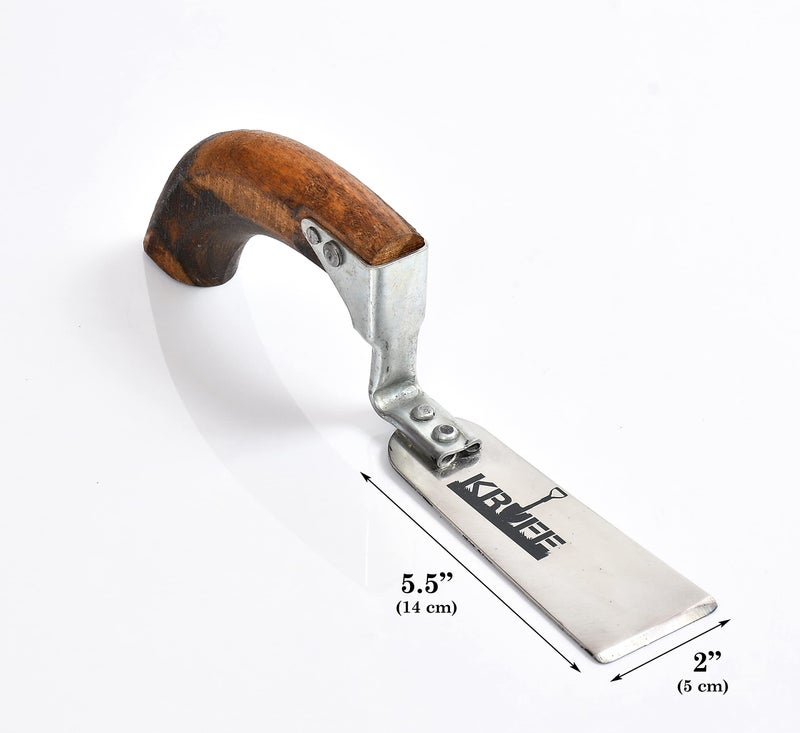 KRUFE® Stainless Steel Khurpi with Wooden Handle - Gardening Hand Tool for Planting, Weeding, and Soil Cultivation - Durable Stainless Steel Blade | Ergonomic Wooden Handle for Comfortable Grip - Image 4