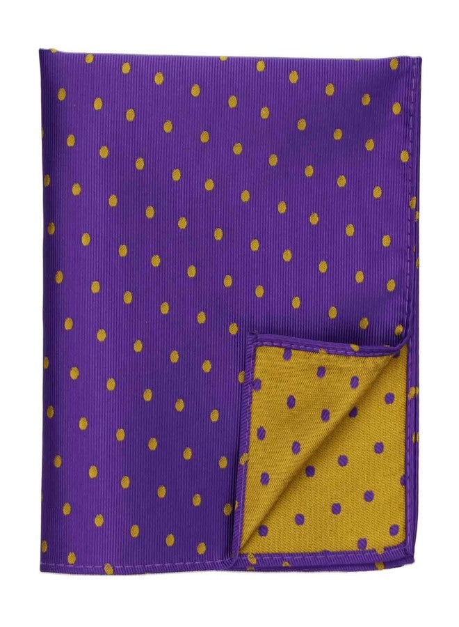 tiemart Polka Dot Pocket Square, Purple with Gold Dots, 12" x 12" - Image 2