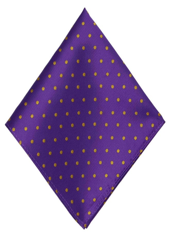 tiemart Polka Dot Pocket Square, Purple with Gold Dots, 12" x 12" - Image 1
