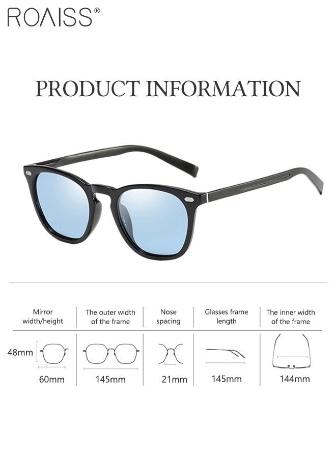 roaiss Retro Polarized Square Sunglasses for Men Women, UV400 Protection Sun Glasses with TR Frame, Unisex Photochromic Glasses Glasses for Driving, Fishing, Golfing, Traveling, 60mm - Image 4