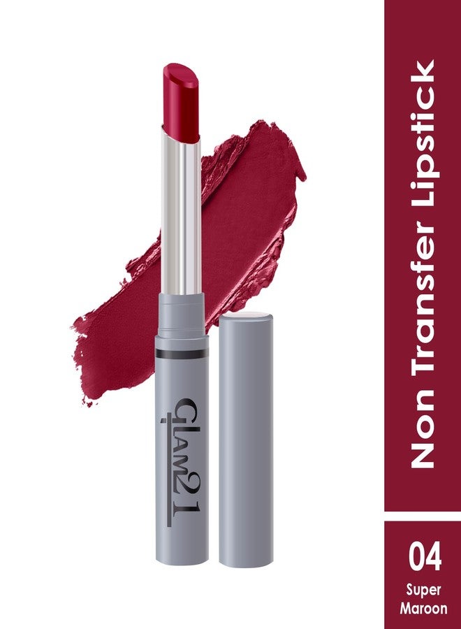 Glam 21 Glam21 Long Lasting Non-Transfer Lipstick|Creamy Matte Formula | Smudge-Free | HD-Colored lips - 2gm|Supper Maroon-04 - Image 2
