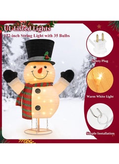 AUTOYSUR Lighted Snowman Outdoor Christmas Decorations - 28 inch light up Snowman with LED Lights, Pre-lit Snowman with Top Hat Holiday Ornaments Yard Decor for Home, Lawn and Front Yard  - Image 2