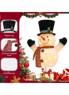 AUTOYSUR Lighted Snowman Outdoor Christmas Decorations - 28 inch light up Snowman with LED Lights, Pre-lit Snowman with Top Hat Holiday Ornaments Yard Decor for Home, Lawn and Front Yard  - Image 5