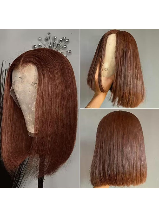PANDA ANGEL Light Brown Bob Wig Human Hair Wear and Go Glueless Wigs Human Hair Pre Plucked Bob 13X4 HD Transparent Lace Frontal Wig Blunt Cut Chocolate Brown Bob Lace Front Wigs For Black Women - Image 4