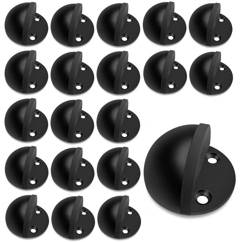 Gudui 20 Pack Door Stoppers Self Adhesive Floor Mount Door Stop No Drill Black Rubber Bumper Doorstop Wall Protector Stainless Steel Half Dome Shaped - Image 2