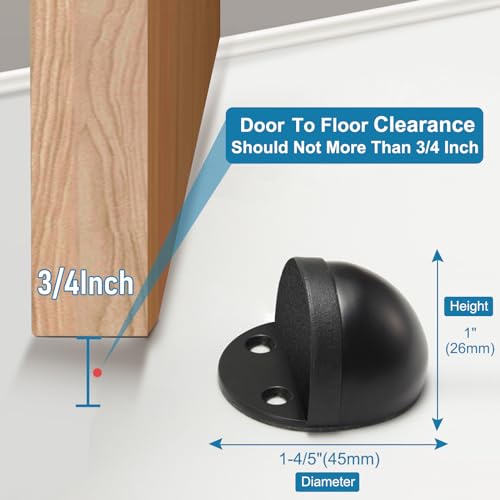 Gudui 20 Pack Door Stoppers Self Adhesive Floor Mount Door Stop No Drill Black Rubber Bumper Doorstop Wall Protector Stainless Steel Half Dome Shaped - Image 3