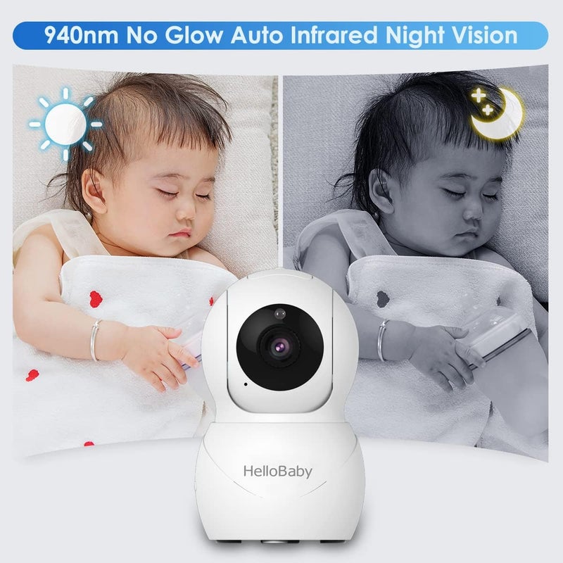 HelloBaby Monitor with Camera and Audio IPS Screen LCD Display Video Baby Monitor No WiFi Infrared Night Vision Temprature Screen Lullaby Two Way Audio and VOX Mode HB66pro - Image 4