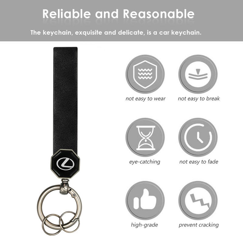ليكساس سلسلة مفاتيح سيارة سوداء - حلقة مفاتيح معدنية بشعار فاخر، حامل مفاتيح متين لمفاتيح السيارة، ومفاتيح الدراجة، ومفاتيح المنزل، وإكسسوار للحقائب - Image 3