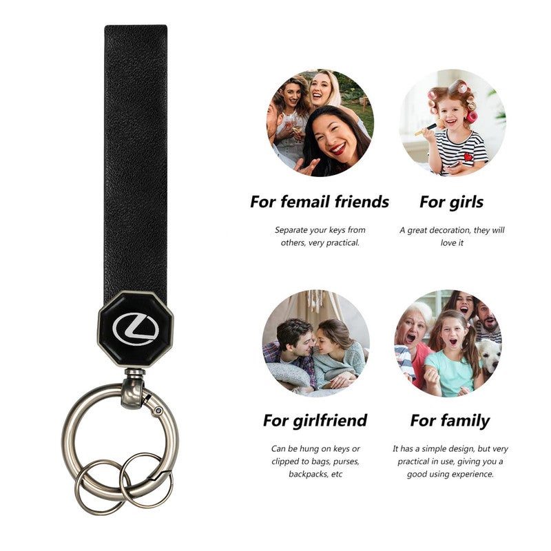 ليكساس سلسلة مفاتيح سيارة سوداء - حلقة مفاتيح معدنية بشعار فاخر، حامل مفاتيح متين لمفاتيح السيارة، ومفاتيح الدراجة، ومفاتيح المنزل، وإكسسوار للحقائب - Image 2
