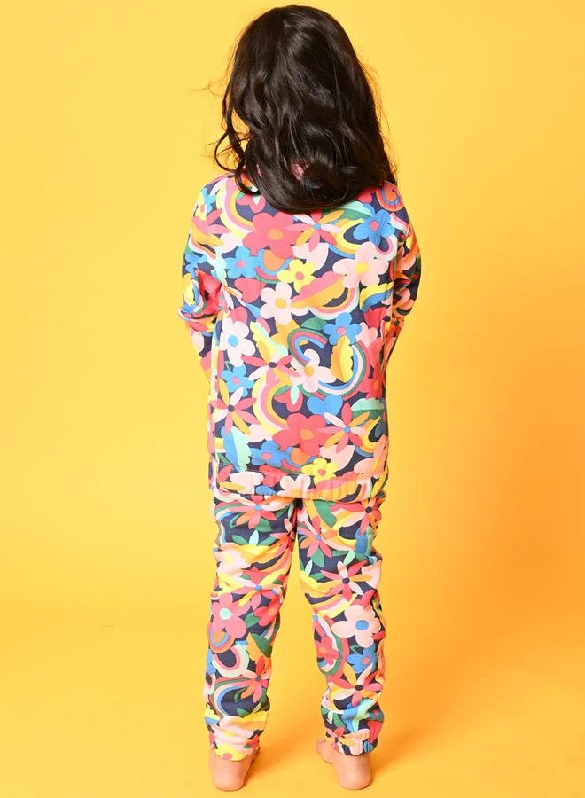 Anthrilo Fun Floral Fleece Sweatshirt and Joggers Set