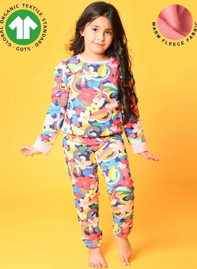 Anthrilo Fun Floral Fleece Sweatshirt and Joggers Set