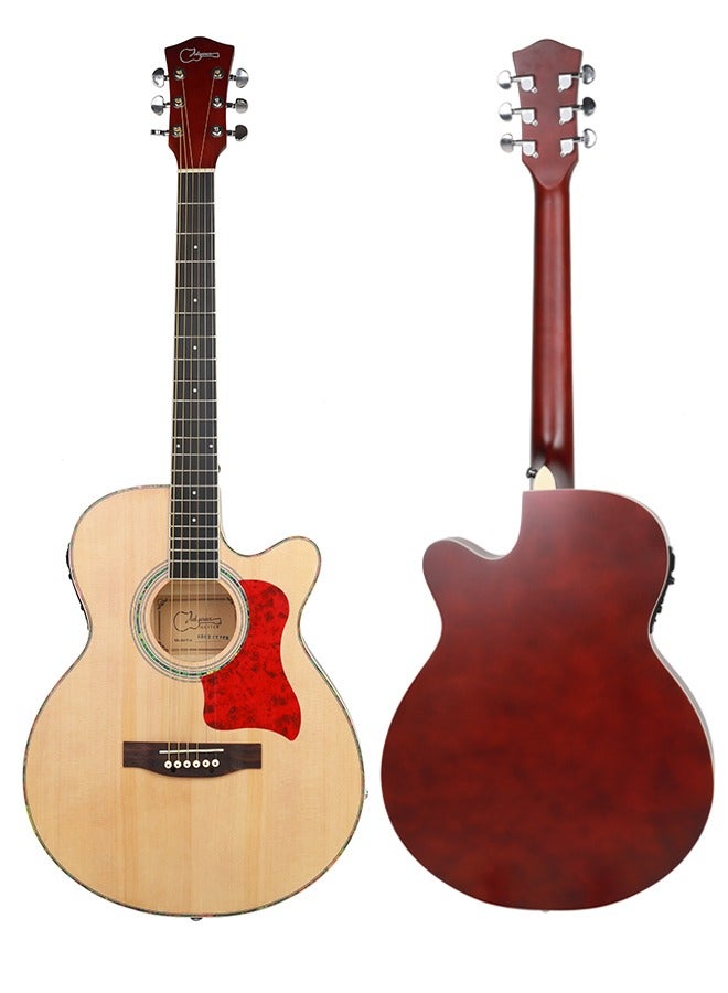 40 Inch Electric Acoustic Guitar Kit for Beginners Adults Full Siz Bundle Set with Pickups Bag Tuner Strap Capo Picks and Cable,Natural