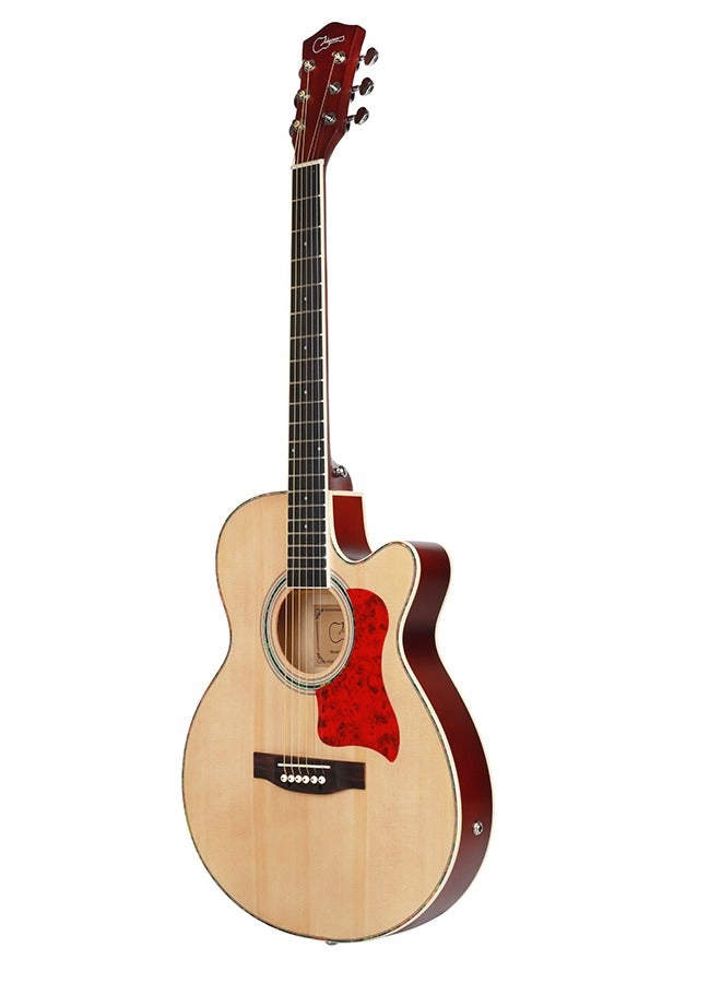 40 Inch Electric Acoustic Guitar Kit for Beginners Adults Full Siz Bundle Set with Pickups Bag Tuner Strap Capo Picks and Cable,Natural