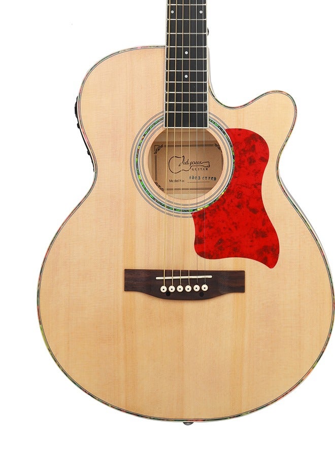 40 Inch Electric Acoustic Guitar Kit for Beginners Adults Full Siz Bundle Set with Pickups Bag Tuner Strap Capo Picks and Cable,Natural